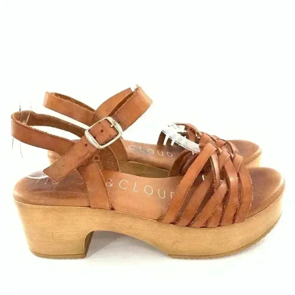 Muse & cloud womens sandals size 36 tan leather chunky retro festival boho